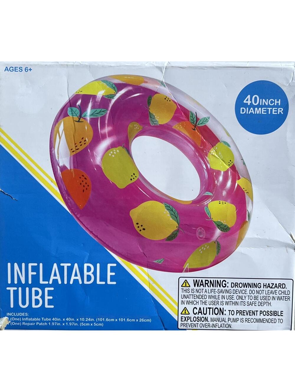 40-Inch Inflatable Swim Tube with Fruit Design